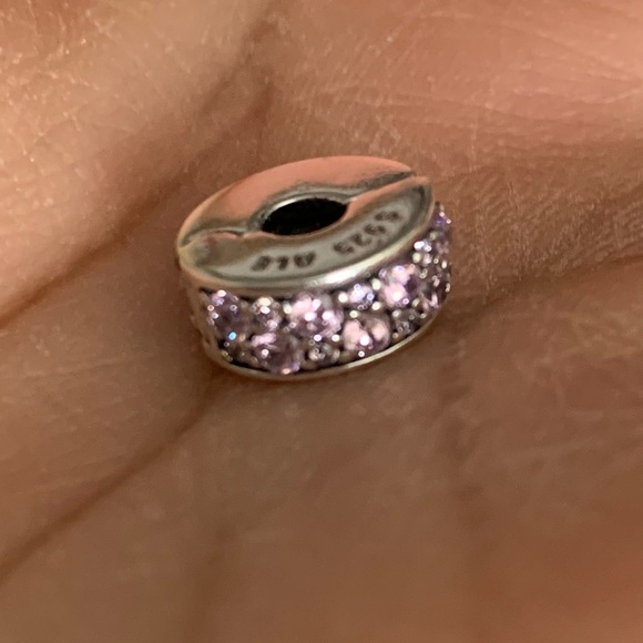 Authentic Retired Pandora CZ Bling Sparkling Charm Safety Clip Stopper Spacer - Picture 3 of 11